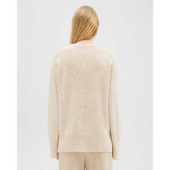 Theory Karenia Crewneck Wool/Cashmere Blend Cream Multi Speckled Womens Sweater - Picture 2 of 6